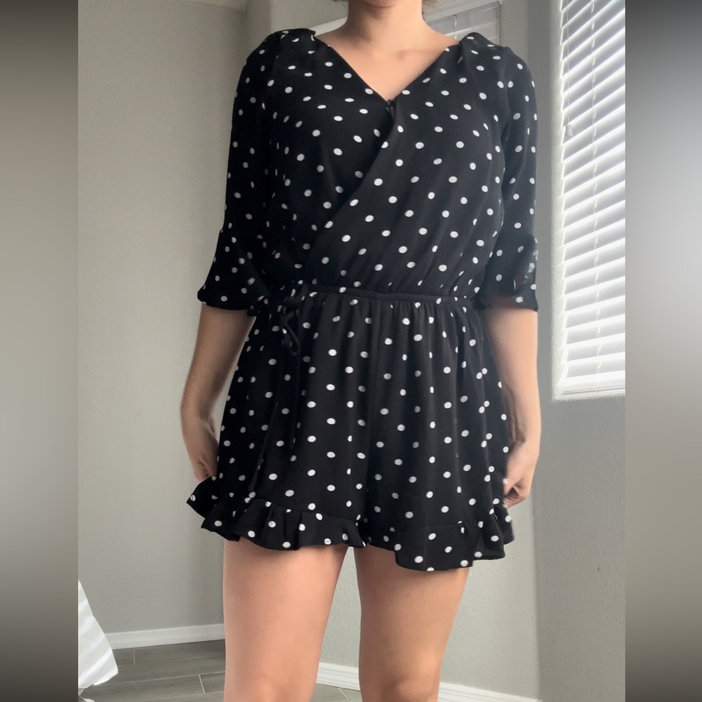 Black and White Polka Dot Romper